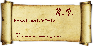 Mohai Valéria névjegykártya